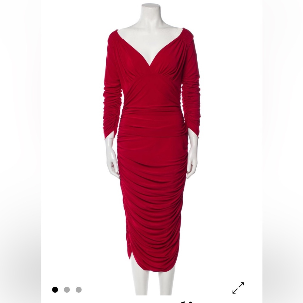 Norma Kamali Red V neck Midi Dress size M